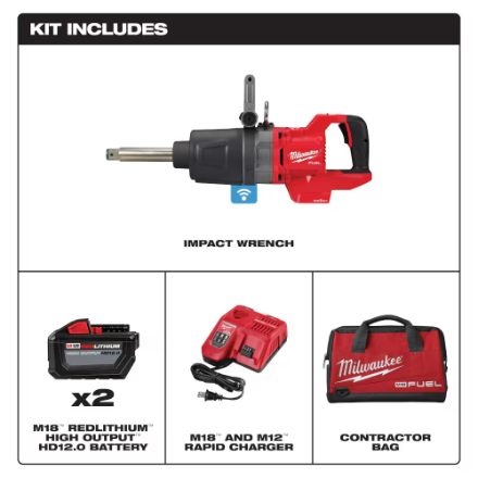 Milwaukee M18 FUEL 1" D-Handle Extended Anvil High Torque Impact Wrench with ONE-KEY (Model 2869-22HD)