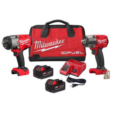 Milwaukee M18 FUEL 1/2" High Torque & 3/8" Mid Torque Impact Wrench Combo Kit (Model 3010-22)