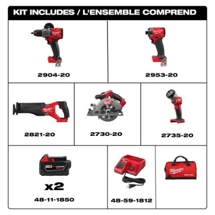Milwaukee M18 FUEL 5-Tool Combo Kit (Model 3697-25)