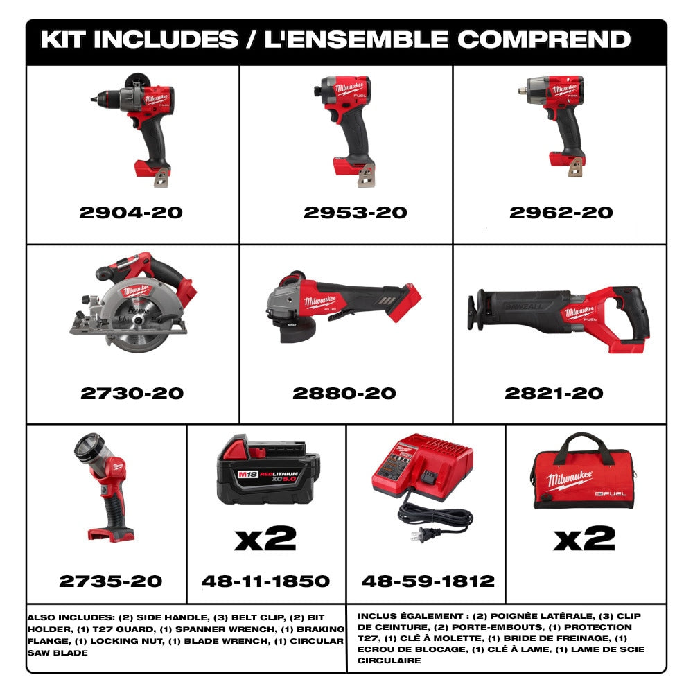 Milwaukee M18 FUEL 7-Tool Combo Kit (Model 3697-27)